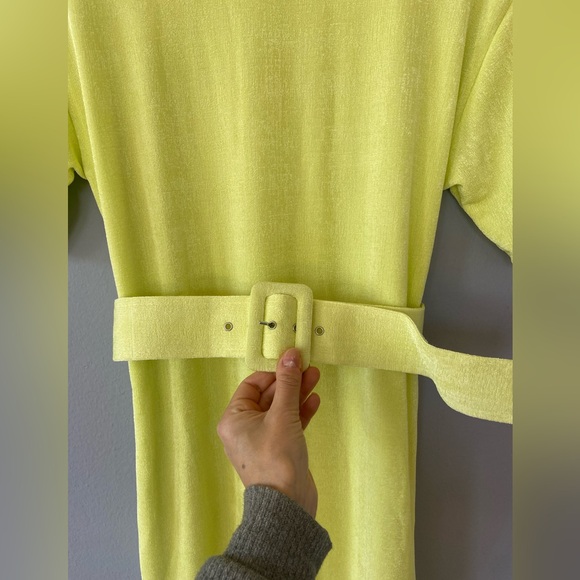 ASOS Petite Slinky T-Shirt Mini Dress with Belt in Lime Size 00 Petite - Picture 3 of 5